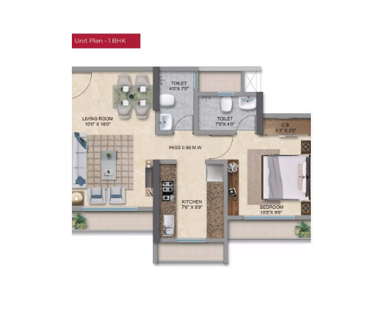 Metropolis Township Thane 1BHK Plan