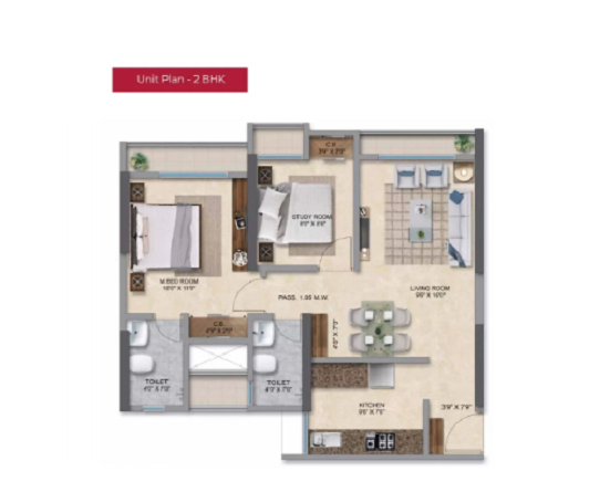 Metropolis Township Thane 2BHK Plan